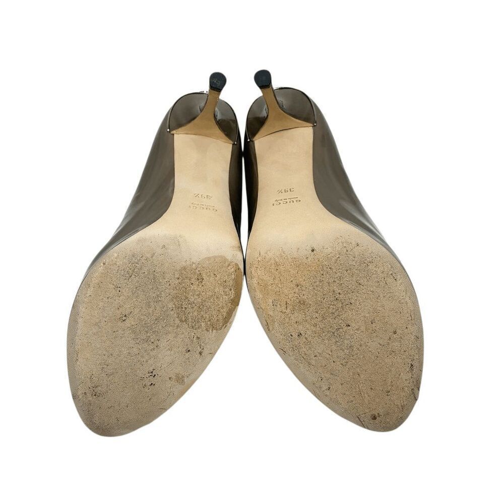 Gucci Acquarel Patent Leather Pumps Gravel Peep Toe Heels GG Logo EU 39.5 - Picture 11 of 12